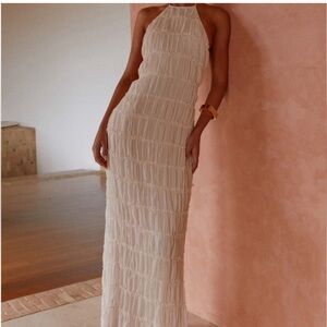 Peppermayo Aullie Maxi Dress Ivory Halter Open Back Size 2